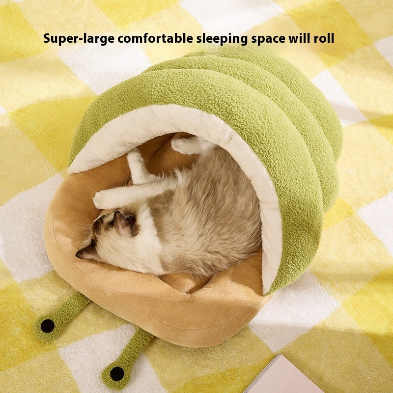 Warm Cat Semi-closed Snail Slippers Nest